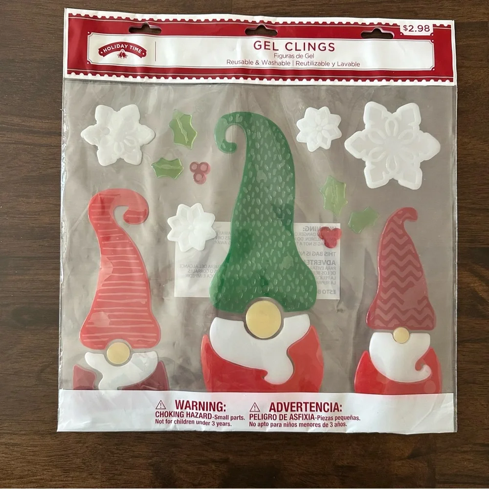 🎄 Christmas Gnome Gel Window Clings